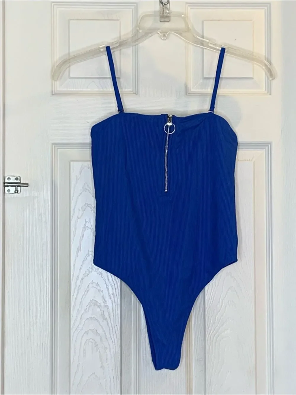 Frankie’s Bikinis Blue One Piece Size Large Cheeky